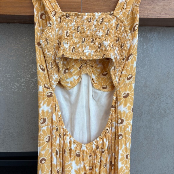 Free People Rosalee Midi Dress Yellow Floral Cut-out, Size S - Picture 13 of 14